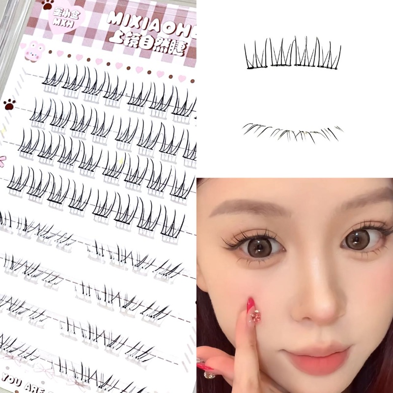 Eyelash Extension Natural - Mixiaohe Transparente Gemischte Wispige Oberwimpern-Tray mit