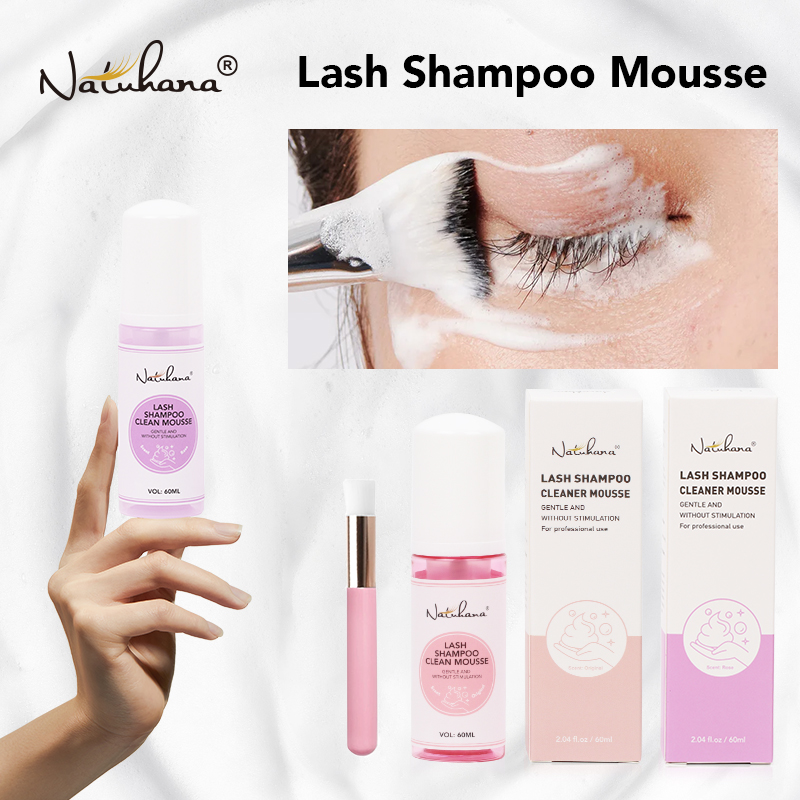 Eyelash Extension London - Natuhana 60 ml Wimpernverlängerungsshampoo Mousse Falsche